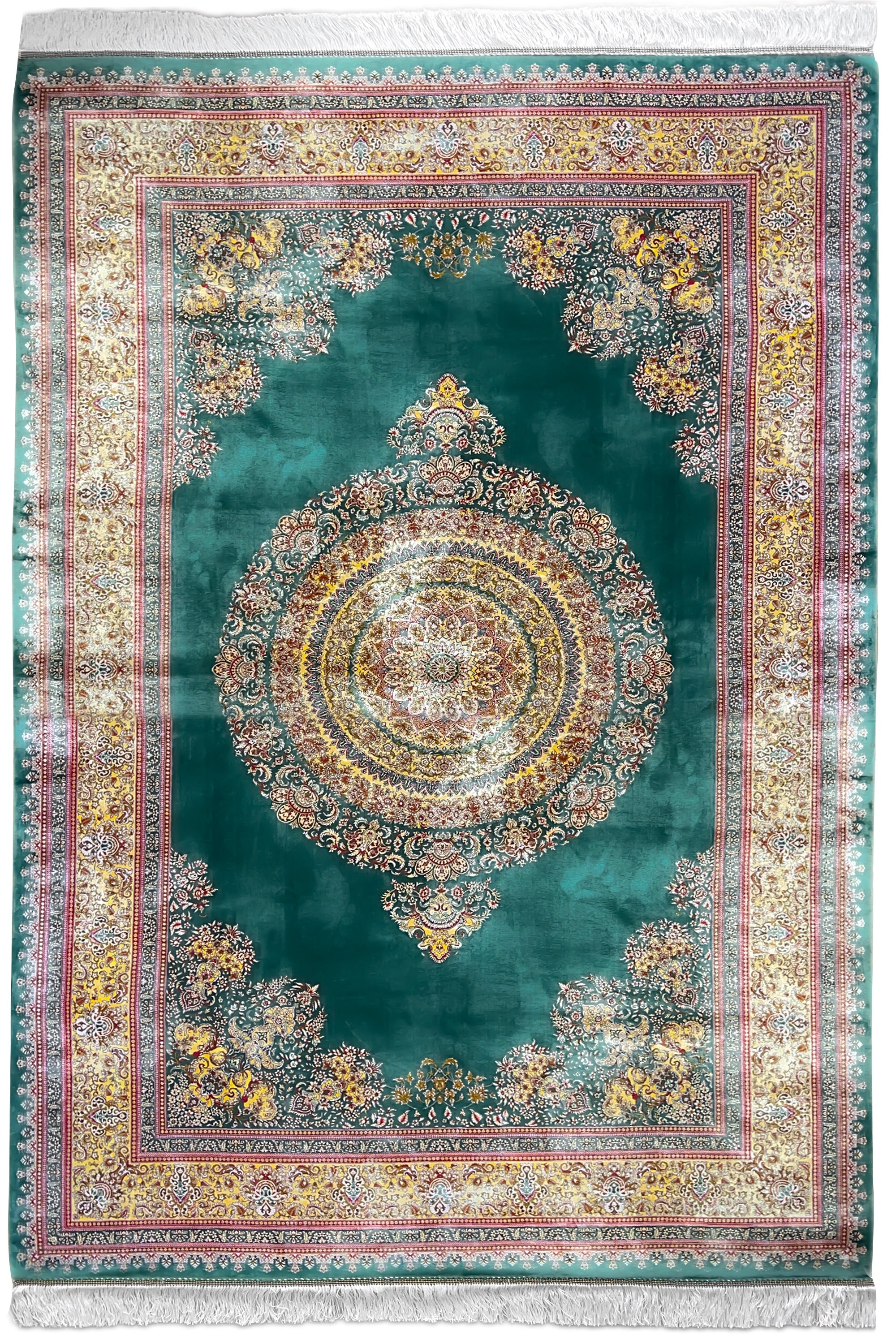 Persischer Teppich Ghom Seide - Grün -MoA2-MAIN