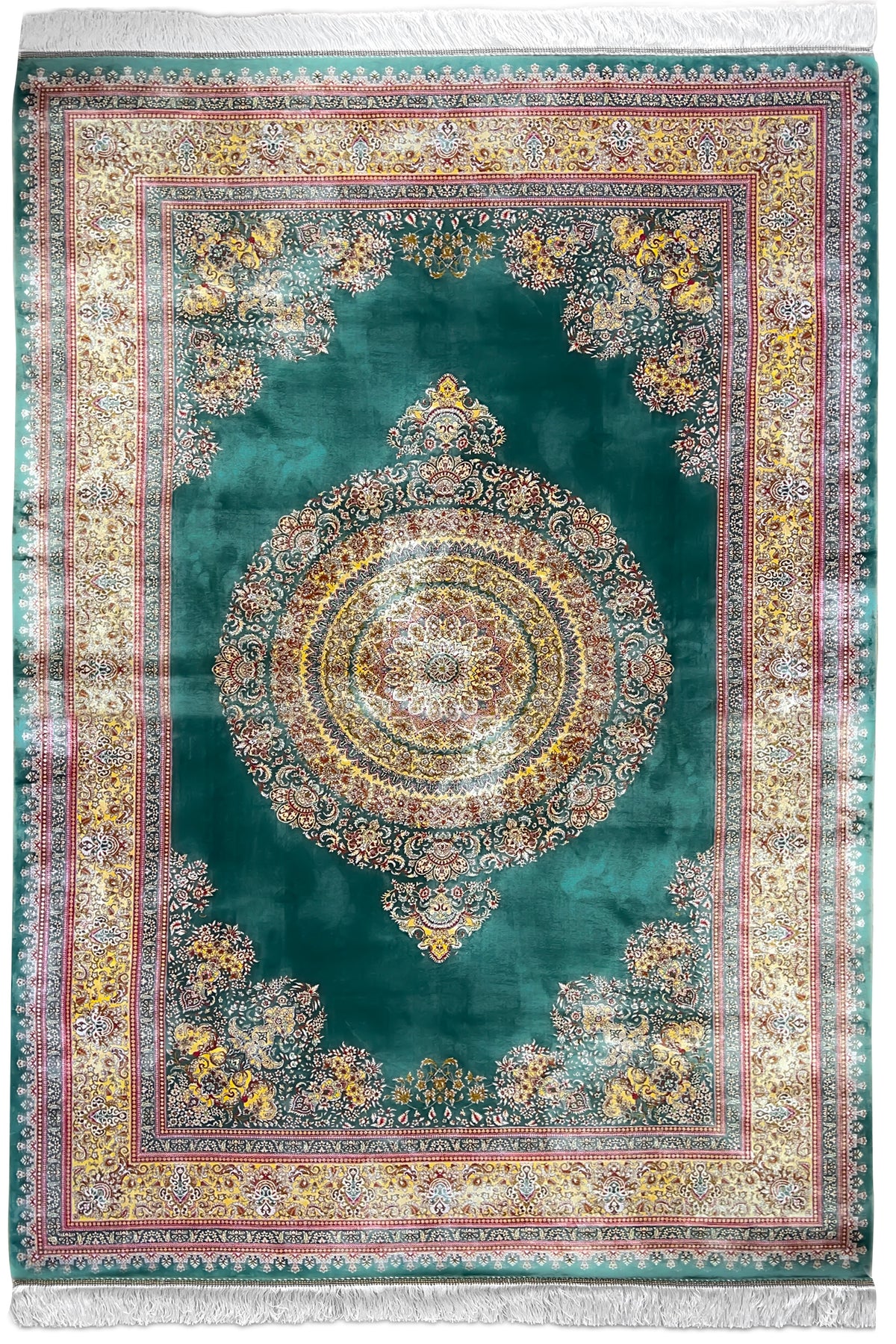 Persischer Teppich Ghom Seide - Grün -MoA2-MAIN